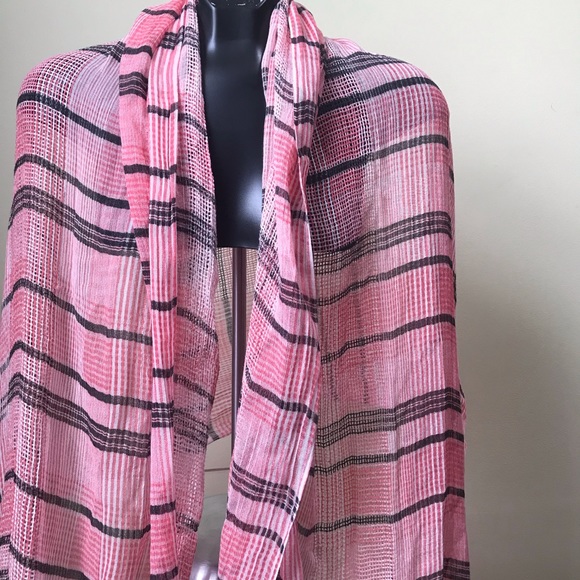 Treasure & Bond NEW Pink Plaid Scarf Shawl Wrap Large Nordstrom All Season Tags - Picture 5 of 10
